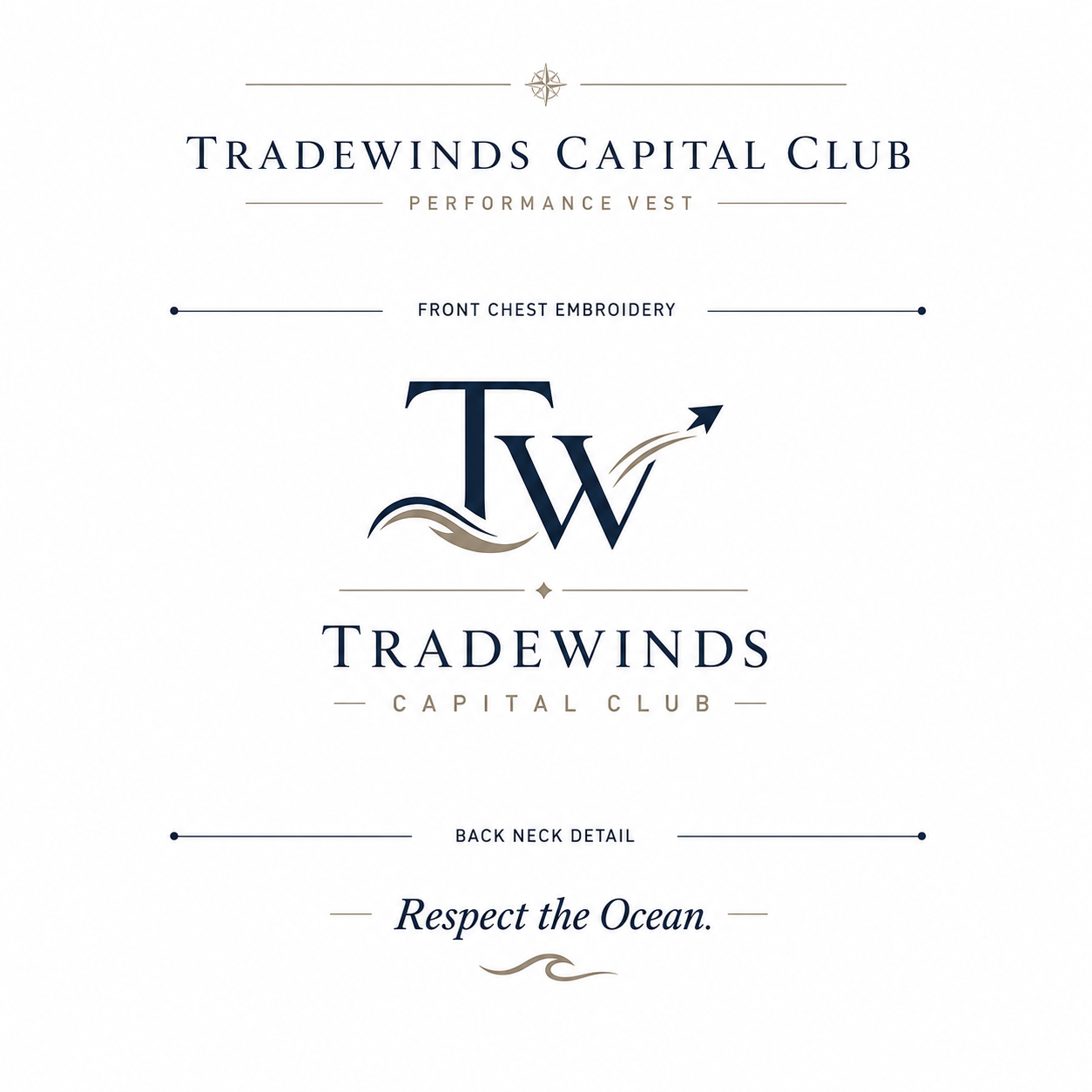 Tradewinds Capital Club Performance Vest design sheet