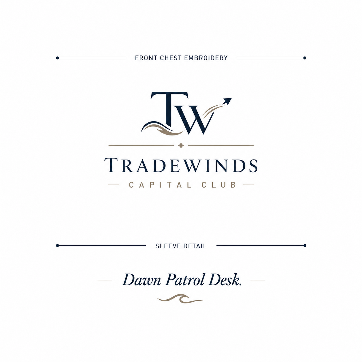 Tradewinds Capital Club Quarter Zip design sheet
