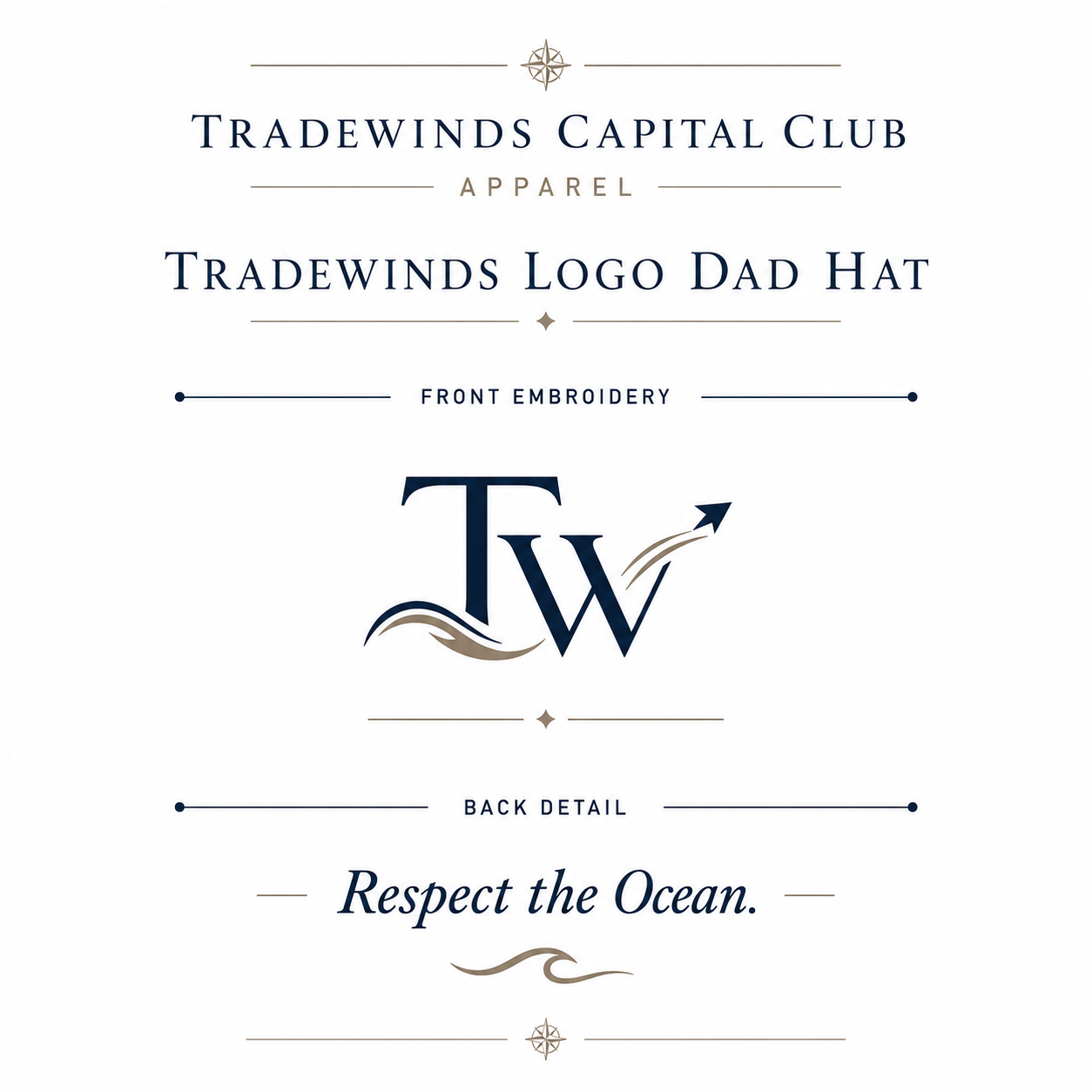 Tradewinds Logo Dad Hat design sheet