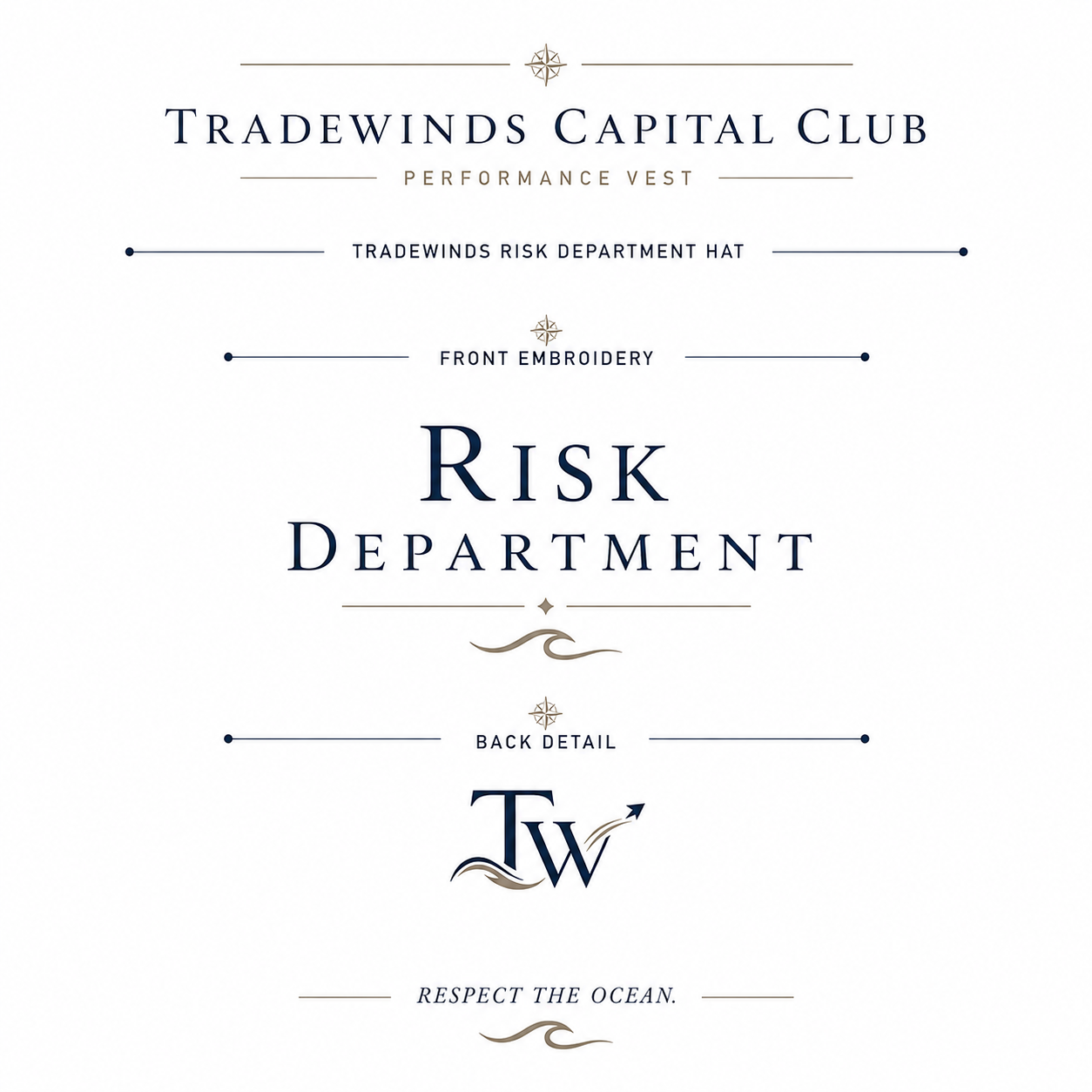 Tradewinds Risk Department Hat design sheet