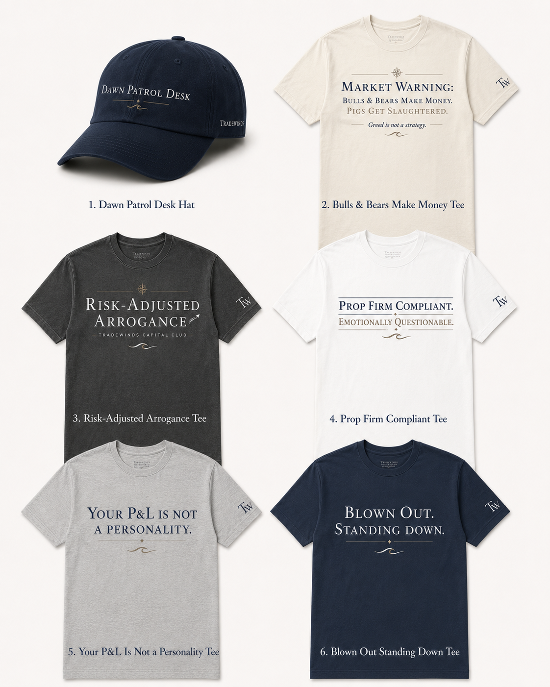 Tradewinds hats and trader tees lookbook page